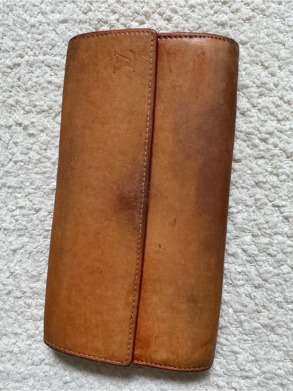 Louis Vuitton Vintage Tan Brown Leather Currency & Card Holder